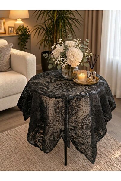 diabella Shal Runde Tischdecke / Fiskos Tischdecke Schwarz