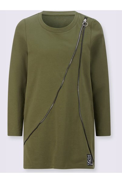 MAMAYAGA Women's Crew Neck Long Sleeve Sporty Stylish Zipper Detailed Design Sweatshirt Blouse