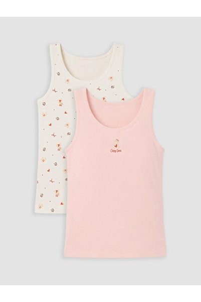 LC Waikiki Rmz Gi̇yi̇m Farkiyla 2-Pack Girls' Undershirts