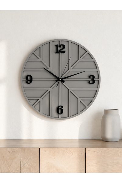 Modern Dekoratif Ahşap Duvar Saati 40 cm – Sessiz Akar Mekanizmalı, Metal Akrep Yelkovanlı