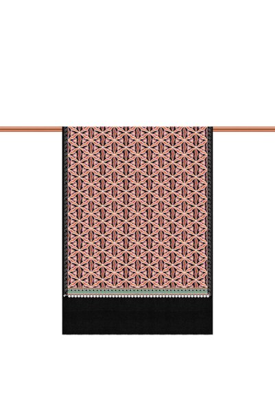 Bursa İpek Black Fully Embroidered Suzani Wool Shawl