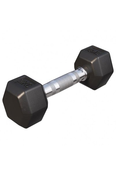 Gorilla Sports Halter hexagonal cu cauciuc 2 - 50 kg 2 KG