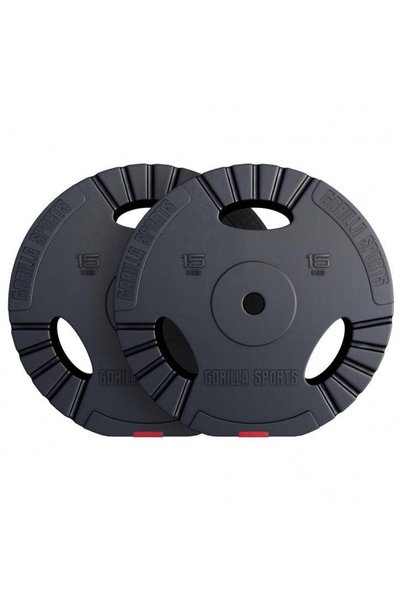 Gorilla Sports Discuri din plastic umplute cu ciment, cu grip, 1,25 - 15 kg, ...