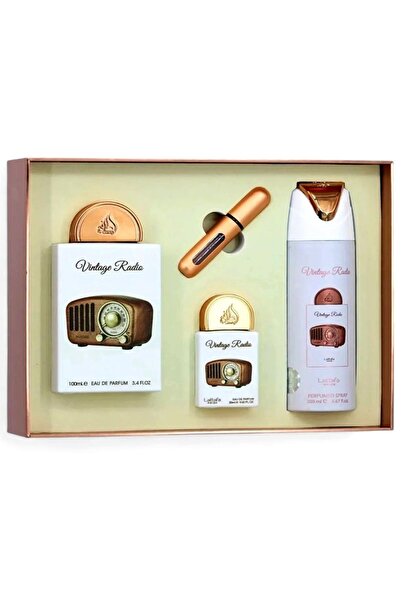 lattafa Set cadou radio vintage – Parfum 100 ml, Parfum format de călătorie 2...