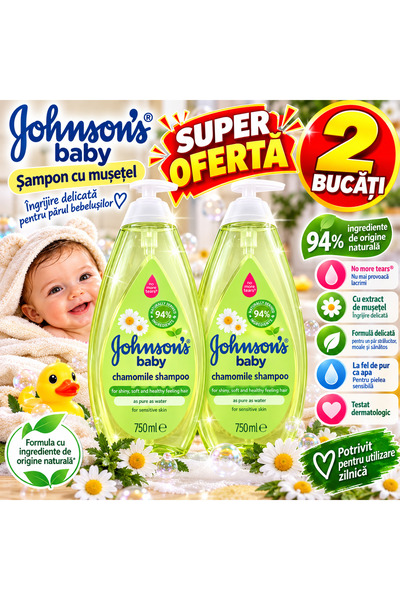 Johnson's Baby Συσκευασία 2 τεμαχίων Johnson’s Baby Σαμπουάν με Μυστρόχολο, Χ...