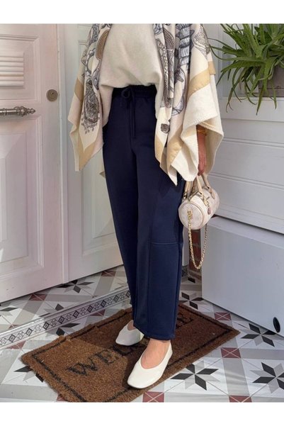 nurvina modest wear Pantaloni premium cu cusături decorative, talie elastică,...