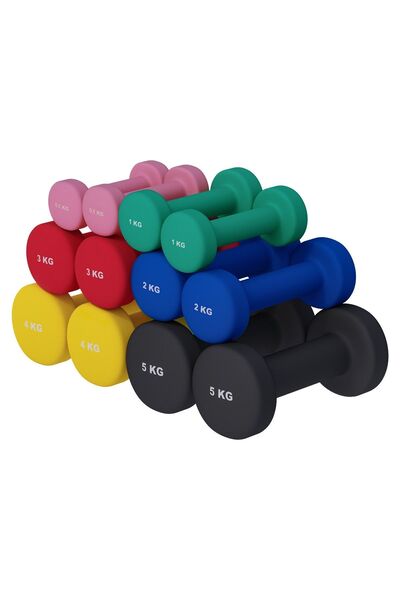 Gorilla Sports Halterele de gimnastică din neopren, rotunde, 1 - 10 kg % Set ...