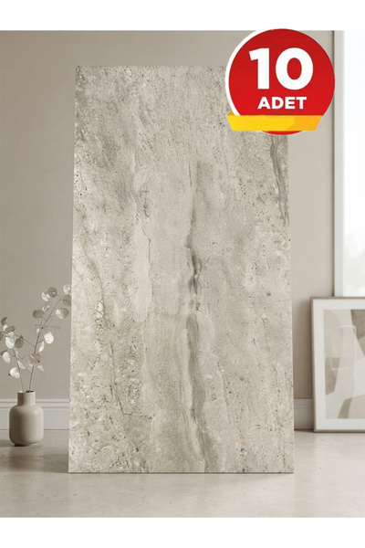 BienHome 10 Adet, Parça Lüks Mermer Desenli Kendinden Yapışkanlı Açık Buz Mavisi Gold Renkler Mutfak Banyo Wc Kaplama Pvc Panel M1019 - 30x60 Cm