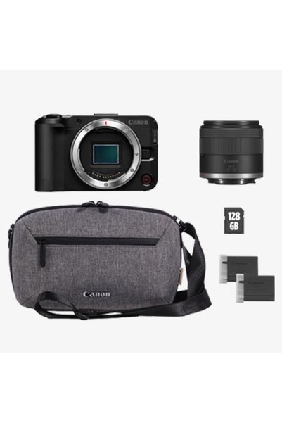 Canon EOS R50 V + RF-S 14-30mm Lens, Çanta, Yedek Pil ve SD Kart Kit
