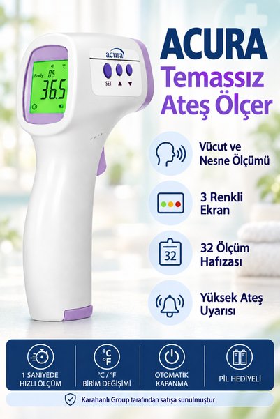 Acura Temassız Ölçüm Teknolojili Ateş Ölçer – Her Ortamda Pratik, Renkli Ekra...