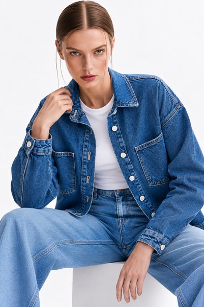 XRAY JEANS Women's Seasonal Comfortable Basic Navy Blue Denim Jacket