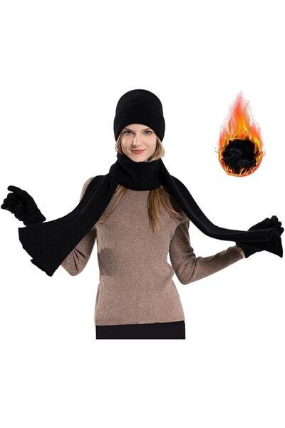 Goodern Winter Hat Scarf Gloves Set,Ski Cap Touch Screen Mittens Suit,Soft Wa...