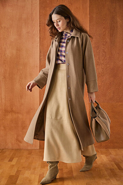 ZÜLAYS Palton basic cu mâneci raglan, culoare camel