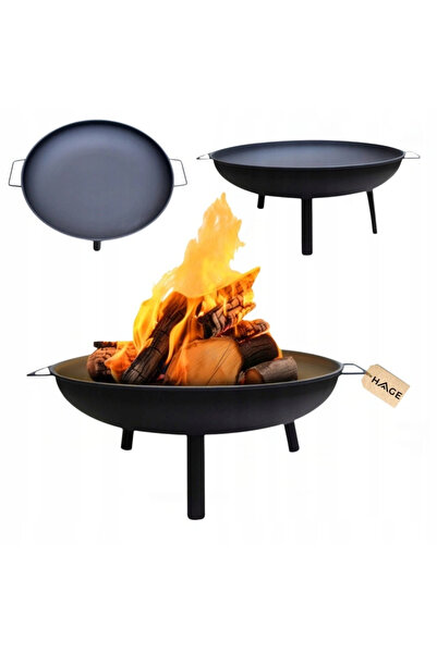 HAGE Vatra de foc pentru gradina milano 60 cm – otel negru vopsit in camp ele...