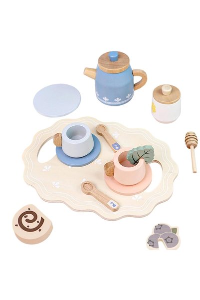 Picodino Wooden Tea Party Set Role Play Toy Tea Set Educational Plaything for...