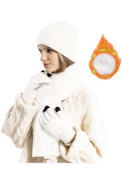 Goodern Winter Hat Scarf Gloves Set,Ski Cap Touch Screen Mittens Suit,Soft Wa...