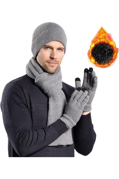 Goodern Winter Hat Scarf Gloves Set,Ski Cap Touch Screen Mittens Suit,Soft Wa...