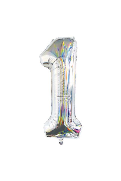 OEM Balon Petrecere din Folie Argintie Holografica Nr.1 - 82 cm