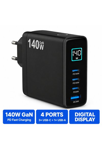 Staryon Stație de încărcare USB GaN 140W cu 4 porturi, 3x USB-C + 1x USB-A, P...