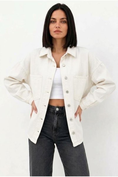 XRAY JEANS Women's Buttoned Casual White Denim Jacket