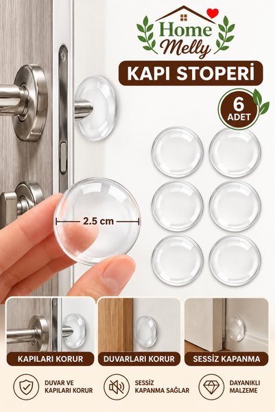 btm home 6 Adet Silikon Kapı Stoperi, Mobilya Çarpma ve Gürültü Önleyici Silikon