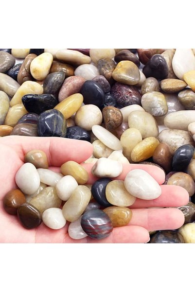 GENERAL 2.2LB Decorative Polished Pebbles for Plants, LONTOM Natural Mixed Co...