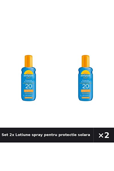 ELMIPLANT Set 2x Lotiune spray pentru protectie solara SPF 20, 200 ml,
