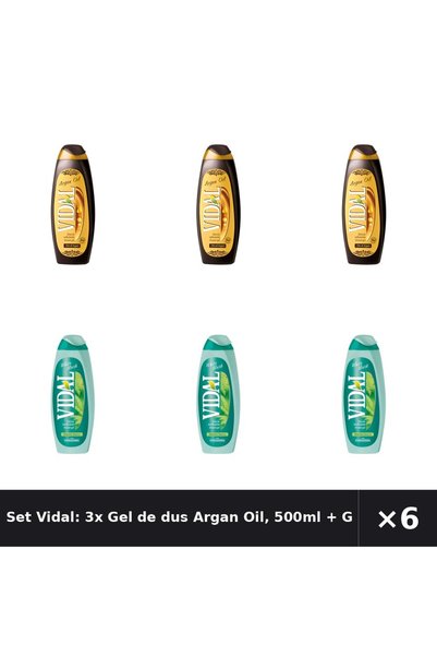 Vidal Set Vidal: 3x Gel de duș cu ulei de argan, 500ml + Gel de duș cu mosc a...