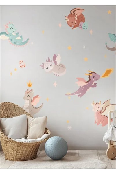 LABELOVE Bebek Ejderhalar Çocuk Odası Duvar Sticker