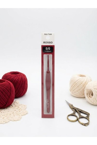 hobi dünyası evim 1 Piece Sultan Rosso Silicone Handle Crochet Hook - 3 mm