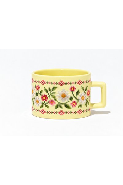 Genel Markalar Mugtory Vintage Kanaviçe Bahçesi Serisi Çiçek Desenli Hediyeli...