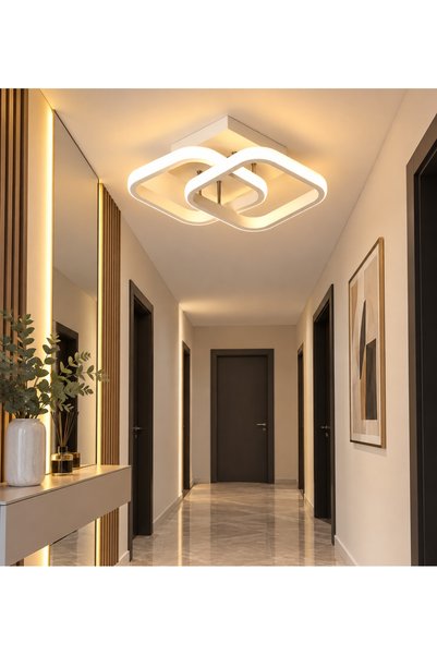 LUSTRE Lustră LED Modernă Two Squares Albă – Design Elegant cu Pătrate Suprapuse