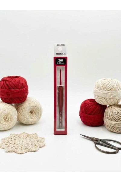 hobi dünyası evim 1 Piece Sultan Rosso Silicone Handle Crochet Hook - 2 mm