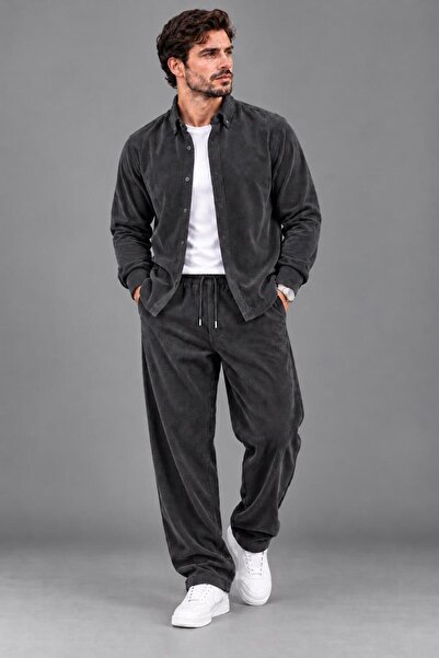 LUPERCUS Men's Velvet Top and Bottom Set, Casual Stylish Combination
