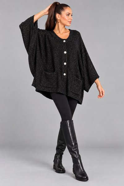 Kadın Simli Örme Oversize Hırka
