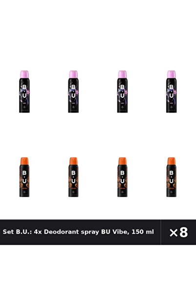 B.U. Set B.U.: 4x Deodorant spray BU Vibe, 150 ml + Deodorant spray BU Trendy...