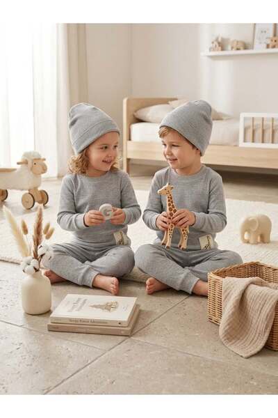 renkli diyar Unisex 3-Piece Set with Hat Girls/Boys Children's Top and Bottom...