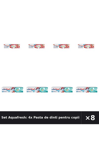 Aquafresh Set Aquafresh: 4x Pasta de dinti pentru copii Splash, 3-8 ani + Pas...