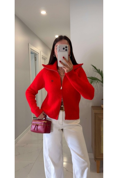 fujya Cardigan din tricotaj texturat cu fermoar dublu