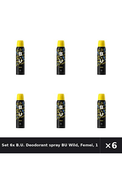 B.U. Set 6x Deodorant spray BU Wild , Femei, 150 ml