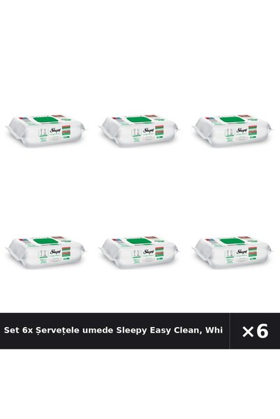 Sleepy Set 6x Șervețele umede Easy Clean, White Soap Additive, multisuprafețe...