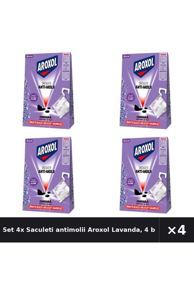 Aroxol Set 4x Saculeti antimolii Lavanda, 4 buc