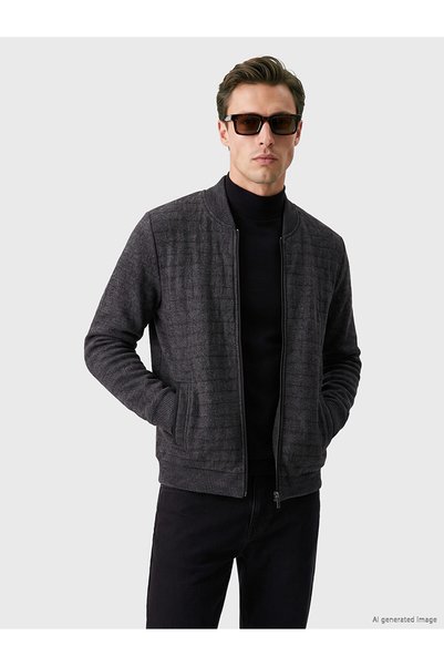 LC Waikiki Ozmarka New Season Anthracite Regular Fit College Collar Men's Kni...