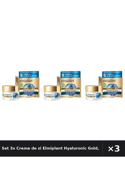 ELMIPLANT Set 3x Crema de zi Hyaluronic Gold, Femei, 50 ml