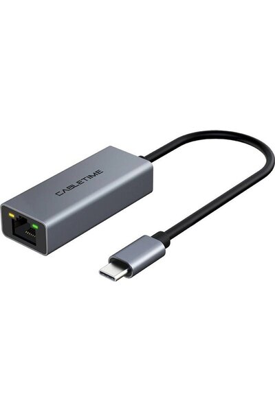 Cabletime Προσαρμογέας δικτύου USB-C, Ethernet 100MBps, γκρι - (CT-CML100-AG)