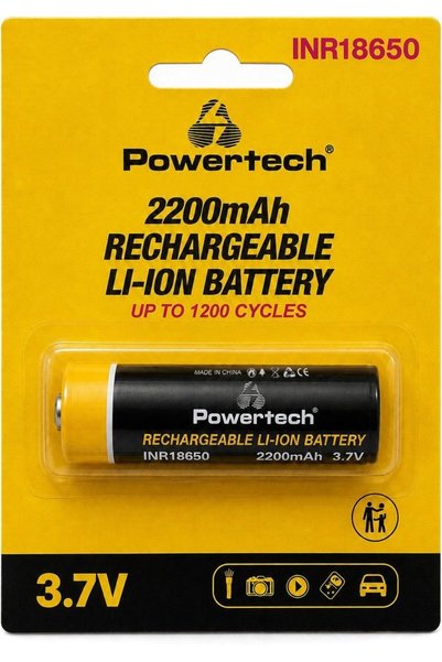 POWERTECH Επαναφορτιζόμενη μπαταρία Li-Ion INR18650 2200mAh, 3.7V, με ανοδικό...
