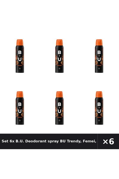 B.U. Set 6x Deodorant spray BU Trendy, Femei, 150 ml