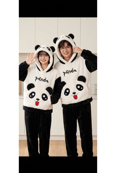 NisanurHome Karakter Detaylı Peluş Pijama Takımı