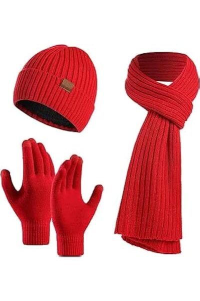 KASTWAVE 3Pcs Winter Beanie Hat Scarf Gloves Set, Set for Men Womens Ski Cap ...