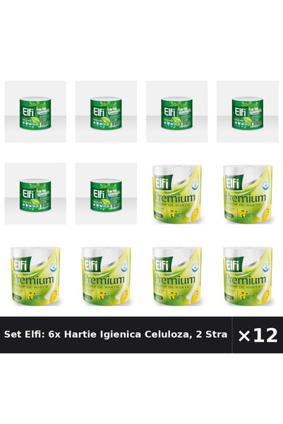 Elfi Set Elfi: 6x Hartie Igienica Celuloza, 2 Straturi, 50m + Prosop de bucat...